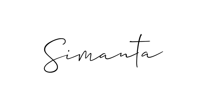 Use a signature maker to create a handwritten signature online. With this signature software, you can design (Allison_Script) your own signature for name Simanta. Simanta signature style 2 images and pictures png