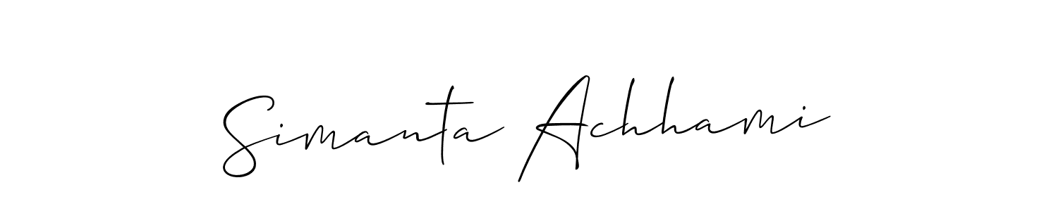 if you are searching for the best signature style for your name Simanta Achhami. so please give up your signature search. here we have designed multiple signature styles  using Allison_Script. Simanta Achhami signature style 2 images and pictures png