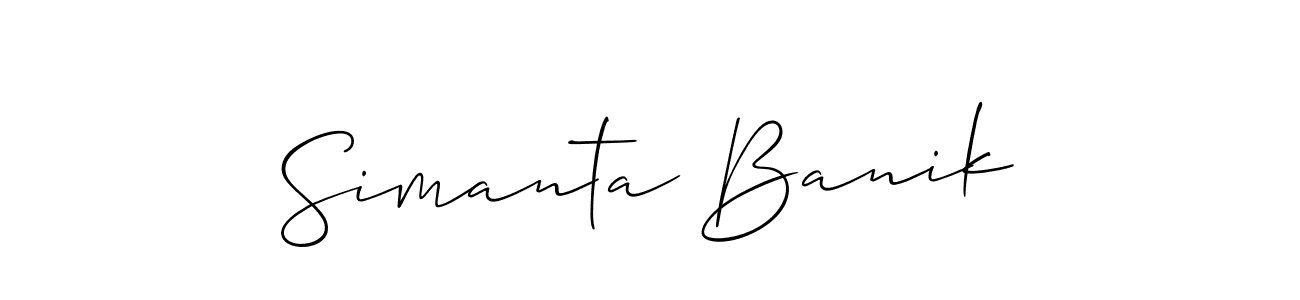 Allison_Script is a professional signature style that is perfect for those who want to add a touch of class to their signature. It is also a great choice for those who want to make their signature more unique. Get Simanta Banik name to fancy signature for free. Simanta Banik signature style 2 images and pictures png