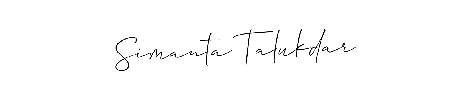 How to make Simanta Talukdar name signature. Use Allison_Script style for creating short signs online. This is the latest handwritten sign. Simanta Talukdar signature style 2 images and pictures png