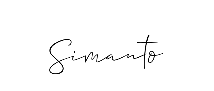 Create a beautiful signature design for name Simanto. With this signature (Allison_Script) fonts, you can make a handwritten signature for free. Simanto signature style 2 images and pictures png