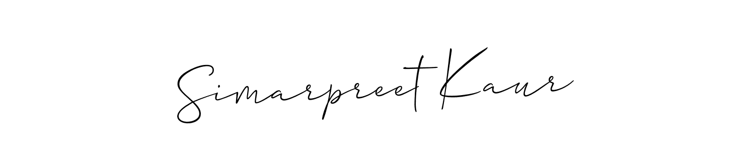 Make a beautiful signature design for name Simarpreet Kaur. With this signature (Allison_Script) style, you can create a handwritten signature for free. Simarpreet Kaur signature style 2 images and pictures png