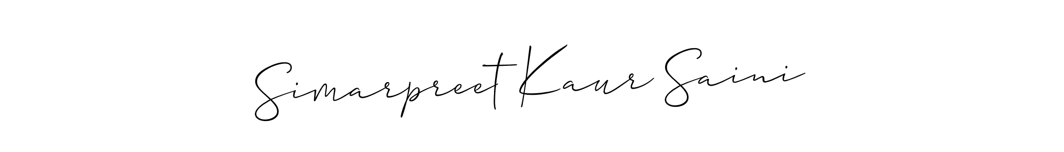 Make a short Simarpreet Kaur Saini signature style. Manage your documents anywhere anytime using Allison_Script. Create and add eSignatures, submit forms, share and send files easily. Simarpreet Kaur Saini signature style 2 images and pictures png