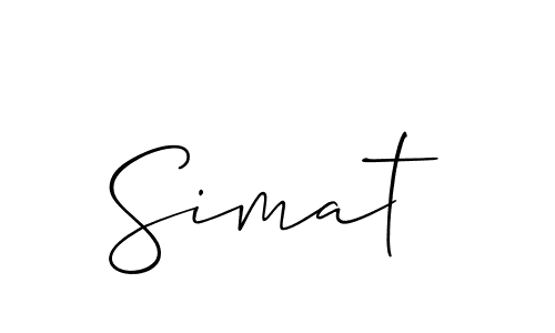 Make a beautiful signature design for name Simat. With this signature (Allison_Script) style, you can create a handwritten signature for free. Simat signature style 2 images and pictures png