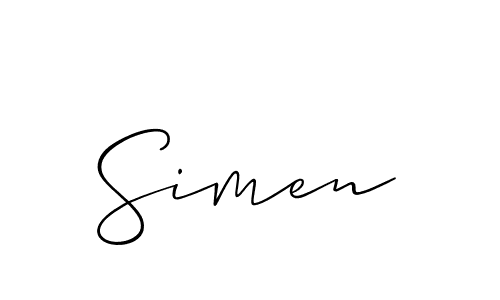 Simen stylish signature style. Best Handwritten Sign (Allison_Script) for my name. Handwritten Signature Collection Ideas for my name Simen. Simen signature style 2 images and pictures png