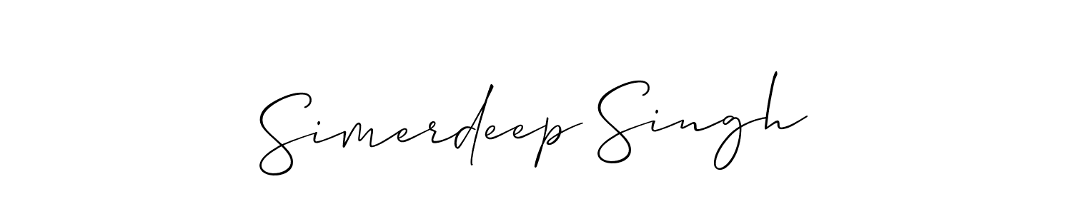 Also You can easily find your signature by using the search form. We will create Simerdeep Singh name handwritten signature images for you free of cost using Allison_Script sign style. Simerdeep Singh signature style 2 images and pictures png