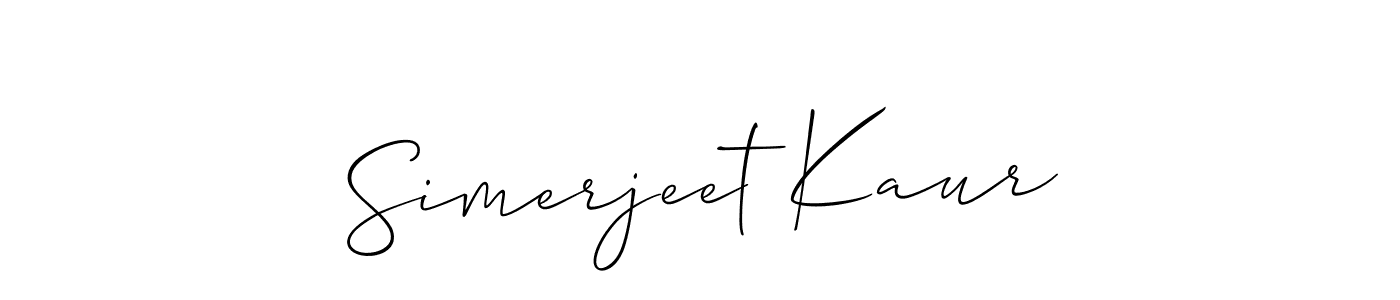 Similarly Allison_Script is the best handwritten signature design. Signature creator online .You can use it as an online autograph creator for name Simerjeet Kaur. Simerjeet Kaur signature style 2 images and pictures png