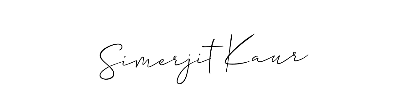 Use a signature maker to create a handwritten signature online. With this signature software, you can design (Allison_Script) your own signature for name Simerjit Kaur. Simerjit Kaur signature style 2 images and pictures png