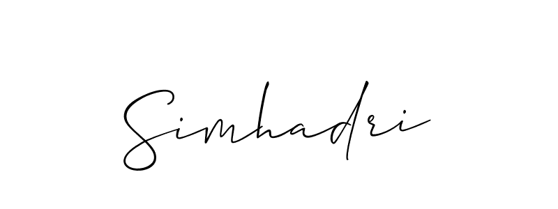Also we have Simhadri name is the best signature style. Create professional handwritten signature collection using Allison_Script autograph style. Simhadri signature style 2 images and pictures png