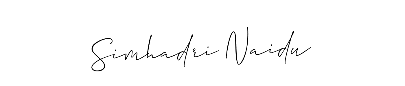 Design your own signature with our free online signature maker. With this signature software, you can create a handwritten (Allison_Script) signature for name Simhadri Naidu. Simhadri Naidu signature style 2 images and pictures png