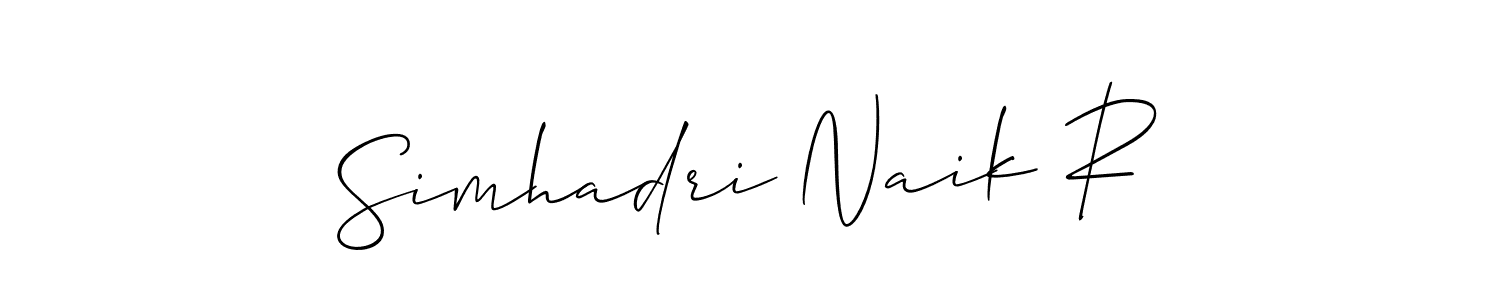 You should practise on your own different ways (Allison_Script) to write your name (Simhadri Naik R) in signature. don't let someone else do it for you. Simhadri Naik R signature style 2 images and pictures png