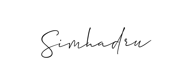 Simhadru stylish signature style. Best Handwritten Sign (Allison_Script) for my name. Handwritten Signature Collection Ideas for my name Simhadru. Simhadru signature style 2 images and pictures png