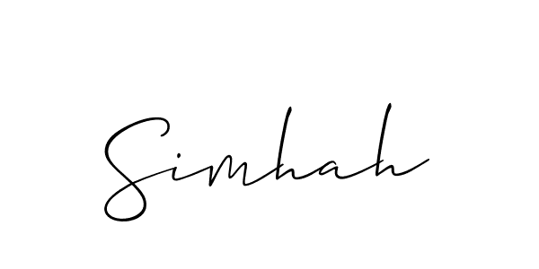 Allison_Script is a professional signature style that is perfect for those who want to add a touch of class to their signature. It is also a great choice for those who want to make their signature more unique. Get Simhah name to fancy signature for free. Simhah signature style 2 images and pictures png