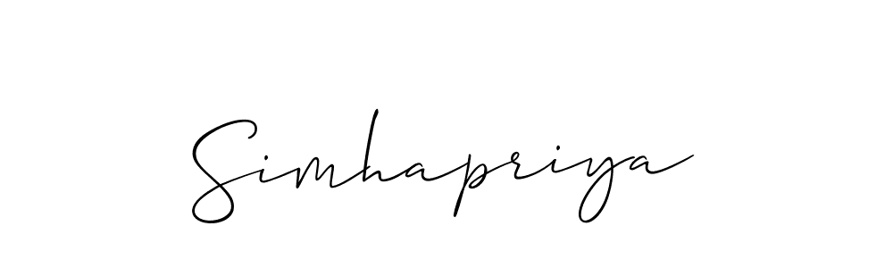 Make a beautiful signature design for name Simhapriya. With this signature (Allison_Script) style, you can create a handwritten signature for free. Simhapriya signature style 2 images and pictures png