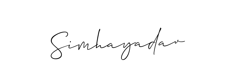 Allison_Script is a professional signature style that is perfect for those who want to add a touch of class to their signature. It is also a great choice for those who want to make their signature more unique. Get Simhayadav name to fancy signature for free. Simhayadav signature style 2 images and pictures png