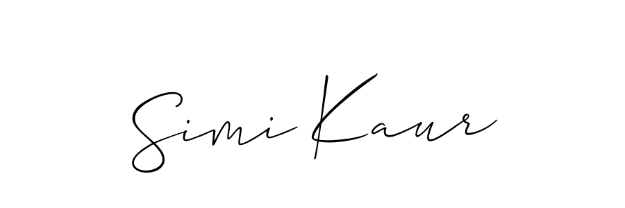 Make a beautiful signature design for name Simi Kaur. With this signature (Allison_Script) style, you can create a handwritten signature for free. Simi Kaur signature style 2 images and pictures png