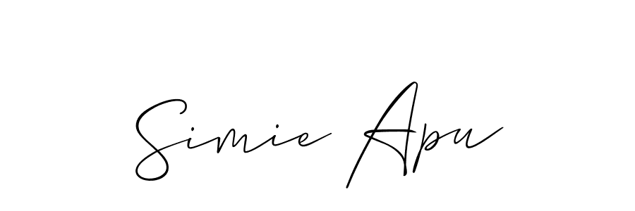 You should practise on your own different ways (Allison_Script) to write your name (Simie Apu) in signature. don't let someone else do it for you. Simie Apu signature style 2 images and pictures png