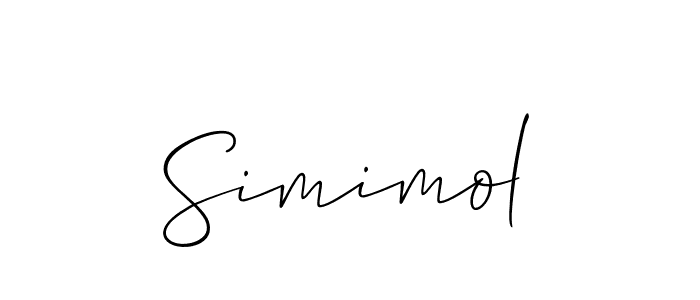 The best way (Allison_Script) to make a short signature is to pick only two or three words in your name. The name Simimol include a total of six letters. For converting this name. Simimol signature style 2 images and pictures png