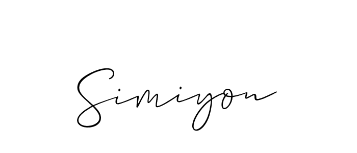 Make a short Simiyon signature style. Manage your documents anywhere anytime using Allison_Script. Create and add eSignatures, submit forms, share and send files easily. Simiyon signature style 2 images and pictures png