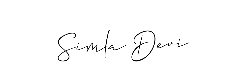 Design your own signature with our free online signature maker. With this signature software, you can create a handwritten (Allison_Script) signature for name Simla Devi. Simla Devi signature style 2 images and pictures png