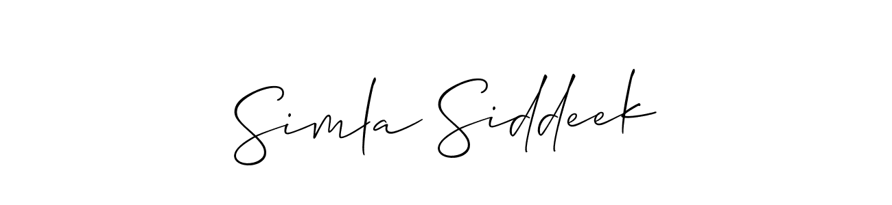 Allison_Script is a professional signature style that is perfect for those who want to add a touch of class to their signature. It is also a great choice for those who want to make their signature more unique. Get Simla Siddeek name to fancy signature for free. Simla Siddeek signature style 2 images and pictures png