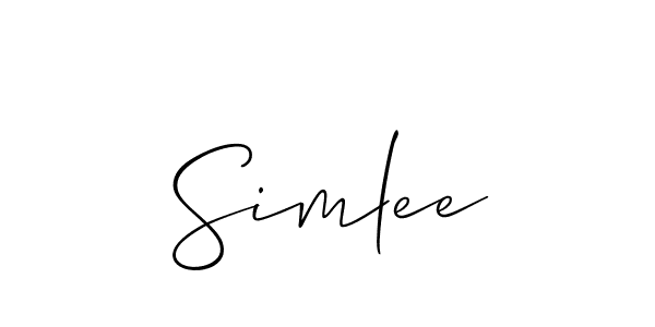 Make a beautiful signature design for name Simlee. With this signature (Allison_Script) style, you can create a handwritten signature for free. Simlee signature style 2 images and pictures png
