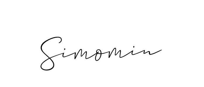 Use a signature maker to create a handwritten signature online. With this signature software, you can design (Allison_Script) your own signature for name Simomin. Simomin signature style 2 images and pictures png