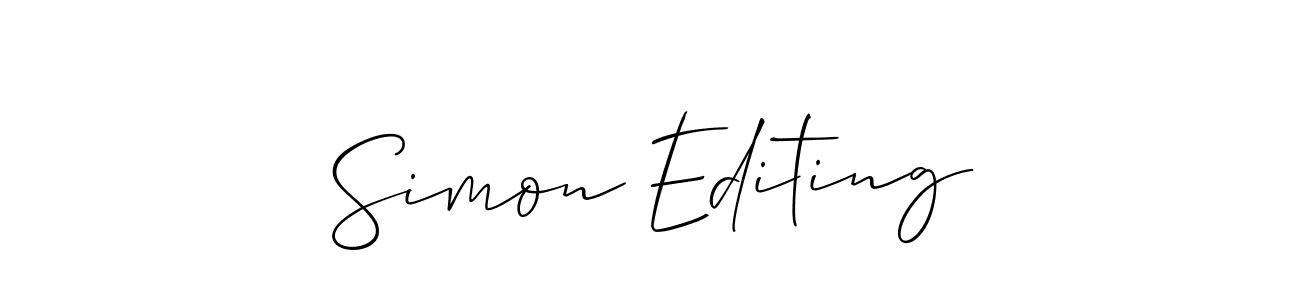 How to Draw Simon Editing signature style? Allison_Script is a latest design signature styles for name Simon Editing. Simon Editing signature style 2 images and pictures png
