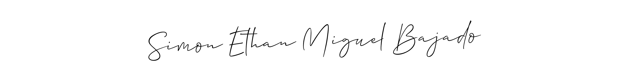 Create a beautiful signature design for name Simon Ethan Miguel Bajado. With this signature (Allison_Script) fonts, you can make a handwritten signature for free. Simon Ethan Miguel Bajado signature style 2 images and pictures png