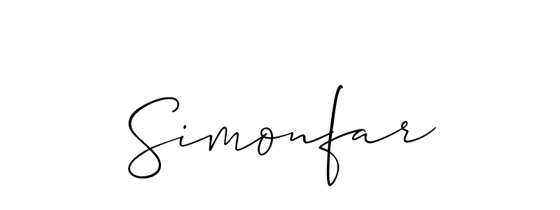 How to make Simonfar name signature. Use Allison_Script style for creating short signs online. This is the latest handwritten sign. Simonfar signature style 2 images and pictures png