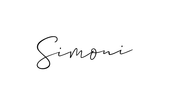 Allison_Script is a professional signature style that is perfect for those who want to add a touch of class to their signature. It is also a great choice for those who want to make their signature more unique. Get Simoni name to fancy signature for free. Simoni signature style 2 images and pictures png