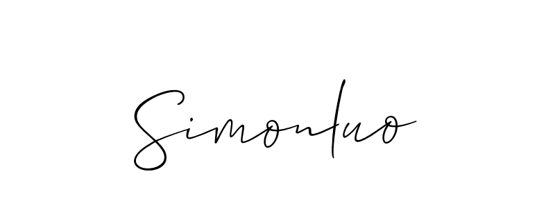 Design your own signature with our free online signature maker. With this signature software, you can create a handwritten (Allison_Script) signature for name Simonluo. Simonluo signature style 2 images and pictures png