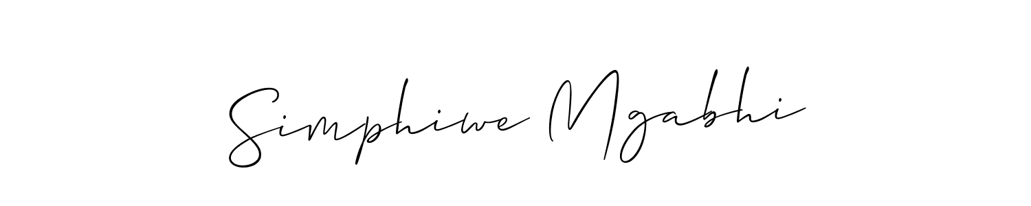 You should practise on your own different ways (Allison_Script) to write your name (Simphiwe Mgabhi) in signature. don't let someone else do it for you. Simphiwe Mgabhi signature style 2 images and pictures png