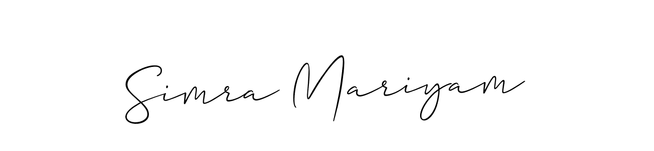 if you are searching for the best signature style for your name Simra Mariyam. so please give up your signature search. here we have designed multiple signature styles  using Allison_Script. Simra Mariyam signature style 2 images and pictures png