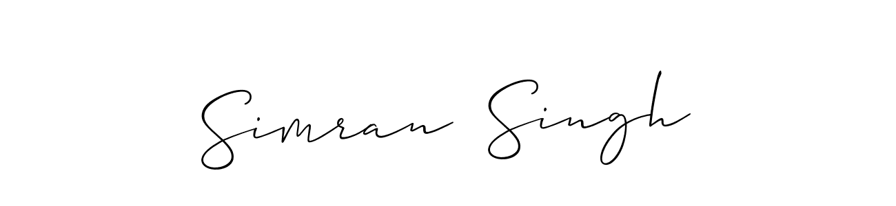 The best way (Allison_Script) to make a short signature is to pick only two or three words in your name. The name Simran  Singh include a total of six letters. For converting this name. Simran  Singh signature style 2 images and pictures png