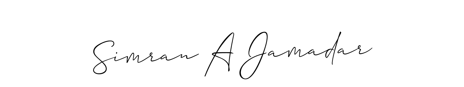 Make a beautiful signature design for name Simran A Jamadar. With this signature (Allison_Script) style, you can create a handwritten signature for free. Simran A Jamadar signature style 2 images and pictures png