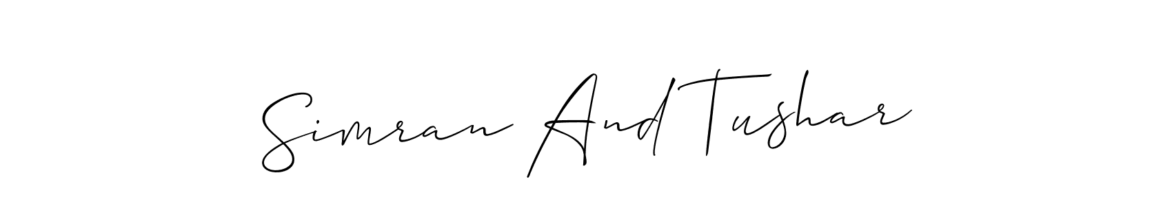 It looks lik you need a new signature style for name Simran And Tushar. Design unique handwritten (Allison_Script) signature with our free signature maker in just a few clicks. Simran And Tushar signature style 2 images and pictures png
