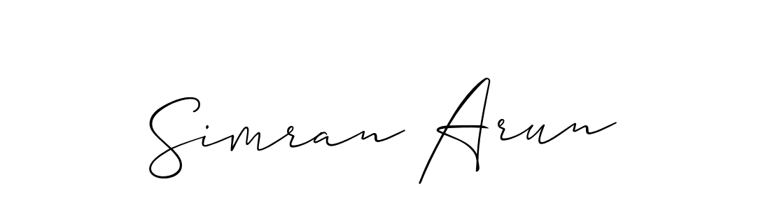 Also You can easily find your signature by using the search form. We will create Simran Arun name handwritten signature images for you free of cost using Allison_Script sign style. Simran Arun signature style 2 images and pictures png