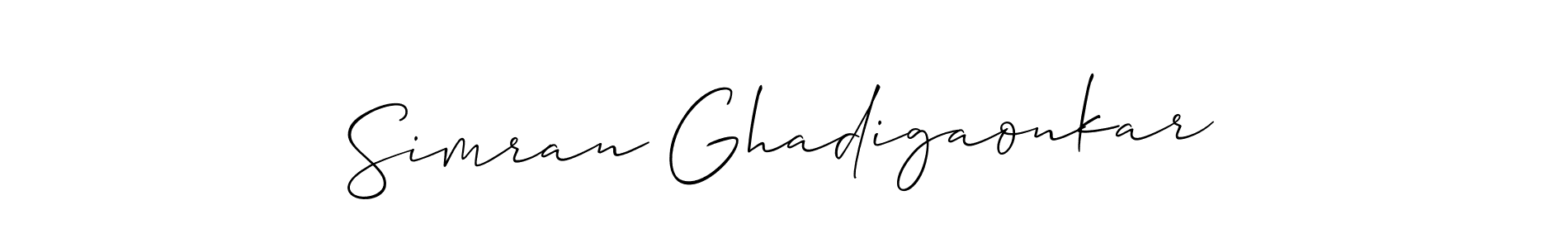 You should practise on your own different ways (Allison_Script) to write your name (Simran Ghadigaonkar) in signature. don't let someone else do it for you. Simran Ghadigaonkar signature style 2 images and pictures png