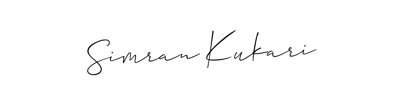 Simran Kukari stylish signature style. Best Handwritten Sign (Allison_Script) for my name. Handwritten Signature Collection Ideas for my name Simran Kukari. Simran Kukari signature style 2 images and pictures png