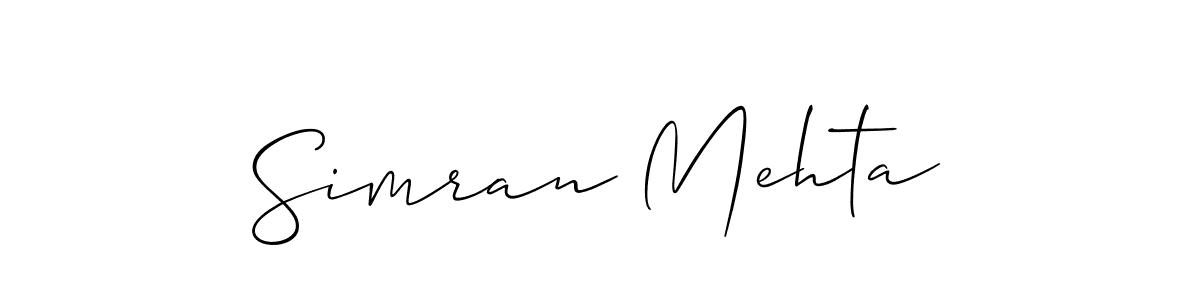 You should practise on your own different ways (Allison_Script) to write your name (Simran Mehta) in signature. don't let someone else do it for you. Simran Mehta signature style 2 images and pictures png