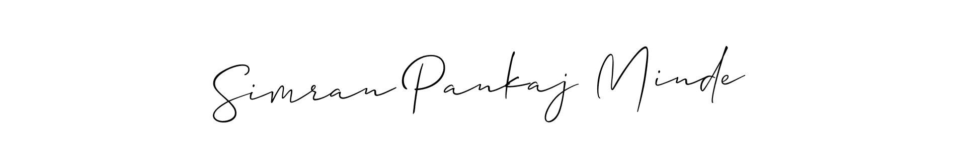 It looks lik you need a new signature style for name Simran Pankaj Minde. Design unique handwritten (Allison_Script) signature with our free signature maker in just a few clicks. Simran Pankaj Minde signature style 2 images and pictures png