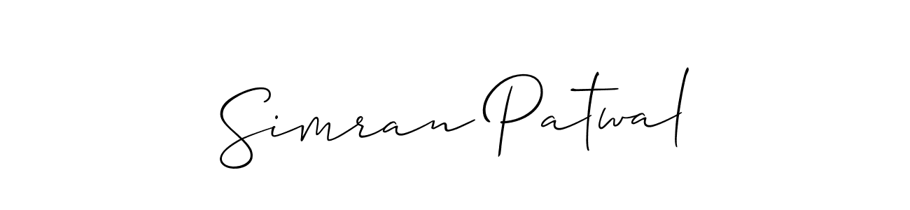 Simran Patwal stylish signature style. Best Handwritten Sign (Allison_Script) for my name. Handwritten Signature Collection Ideas for my name Simran Patwal. Simran Patwal signature style 2 images and pictures png