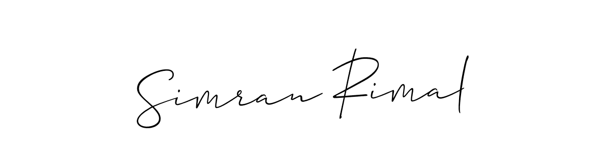 Make a beautiful signature design for name Simran Rimal. With this signature (Allison_Script) style, you can create a handwritten signature for free. Simran Rimal signature style 2 images and pictures png