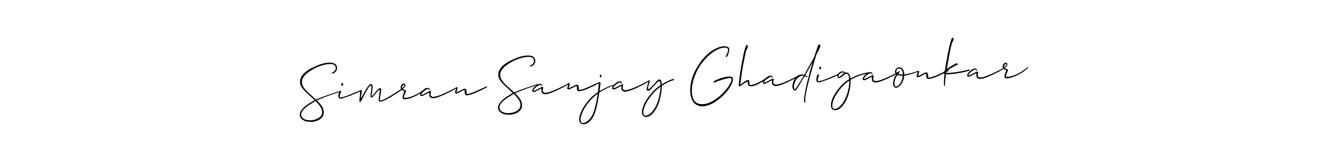 if you are searching for the best signature style for your name Simran Sanjay Ghadigaonkar. so please give up your signature search. here we have designed multiple signature styles  using Allison_Script. Simran Sanjay Ghadigaonkar signature style 2 images and pictures png