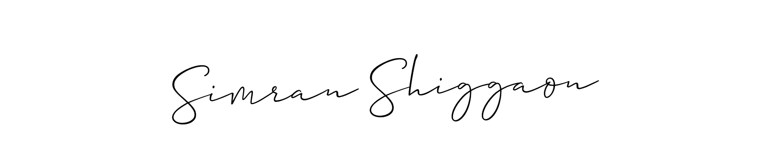 Simran Shiggaon stylish signature style. Best Handwritten Sign (Allison_Script) for my name. Handwritten Signature Collection Ideas for my name Simran Shiggaon. Simran Shiggaon signature style 2 images and pictures png