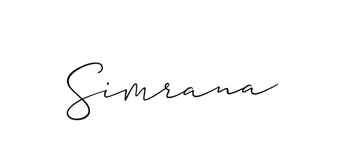 Make a beautiful signature design for name Simrana. With this signature (Allison_Script) style, you can create a handwritten signature for free. Simrana signature style 2 images and pictures png