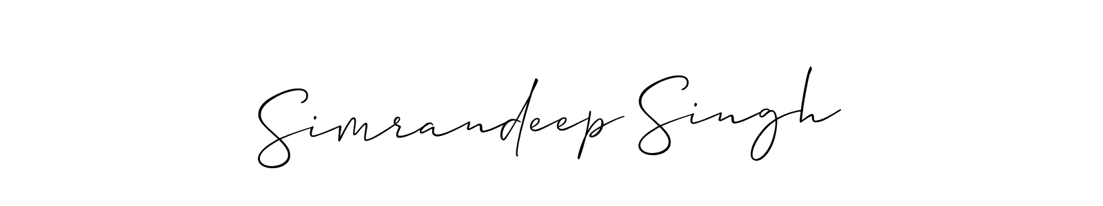 Create a beautiful signature design for name Simrandeep Singh. With this signature (Allison_Script) fonts, you can make a handwritten signature for free. Simrandeep Singh signature style 2 images and pictures png