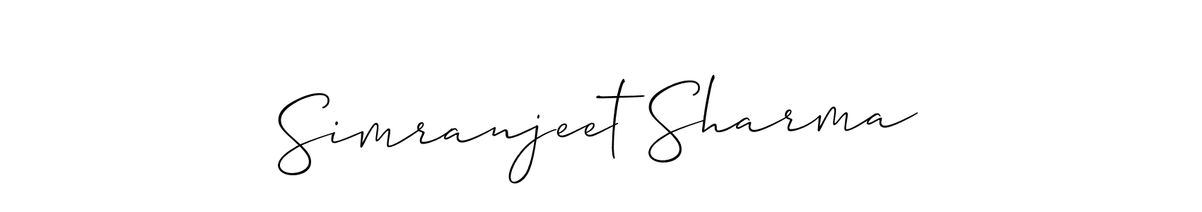 How to make Simranjeet Sharma name signature. Use Allison_Script style for creating short signs online. This is the latest handwritten sign. Simranjeet Sharma signature style 2 images and pictures png