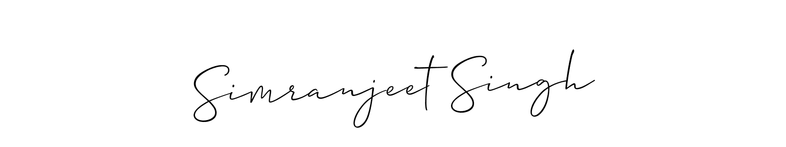 How to Draw Simranjeet Singh signature style? Allison_Script is a latest design signature styles for name Simranjeet Singh. Simranjeet Singh signature style 2 images and pictures png